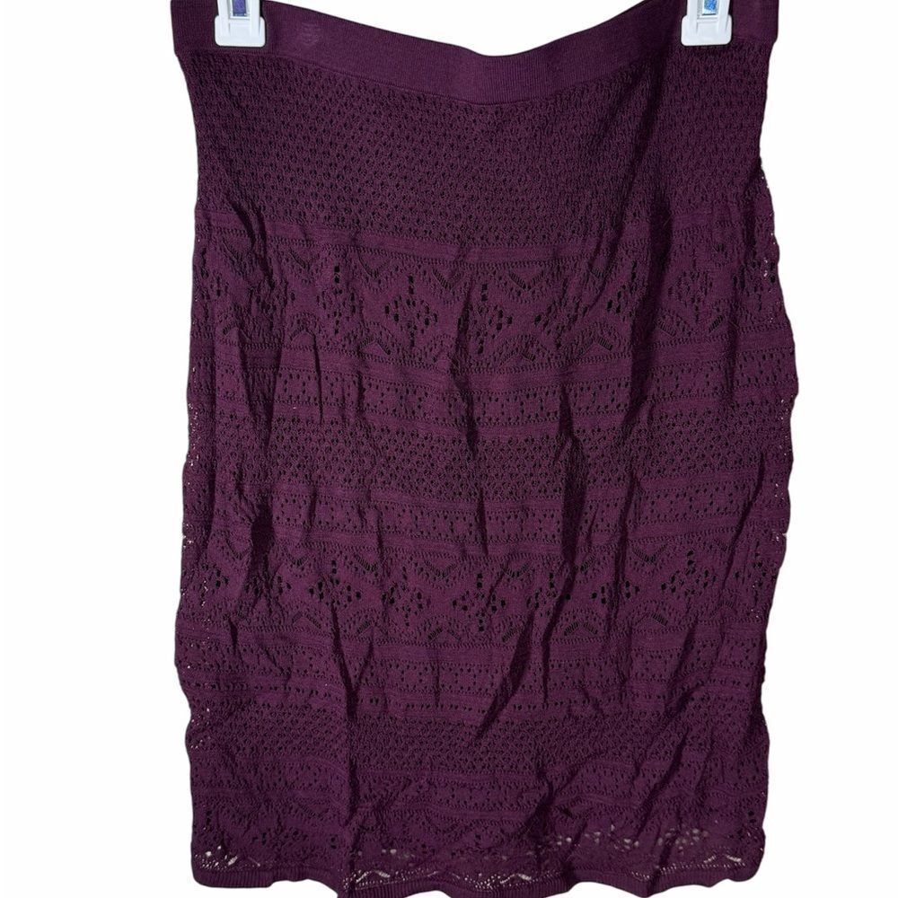 White House Black Market Plum Crochet Pencil Skirt
